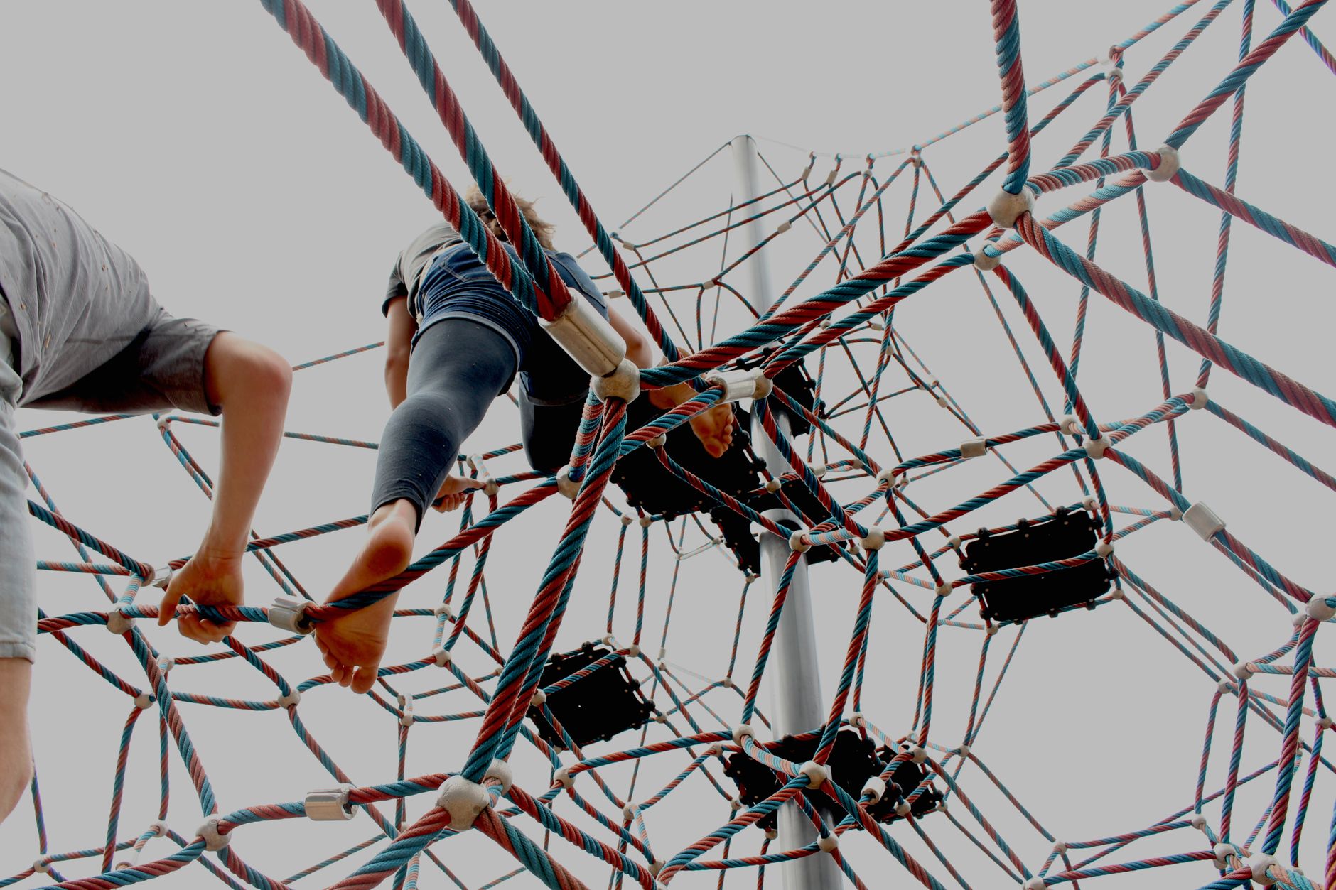 Kids climbing together